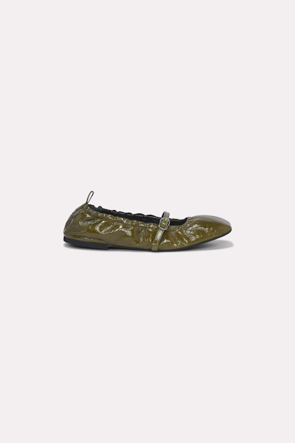 EDGY SIMPLICITY Ballerina Dorothee Schumacher Faltbarer Ballerina aus Kalbsleder dark khaki