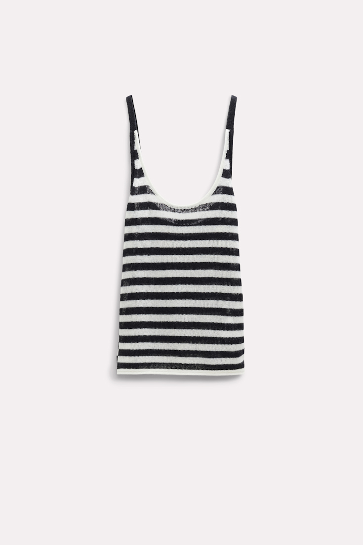 Dorothee Schumacher Twinset comprising a striped V-neck cardigan and top black and white