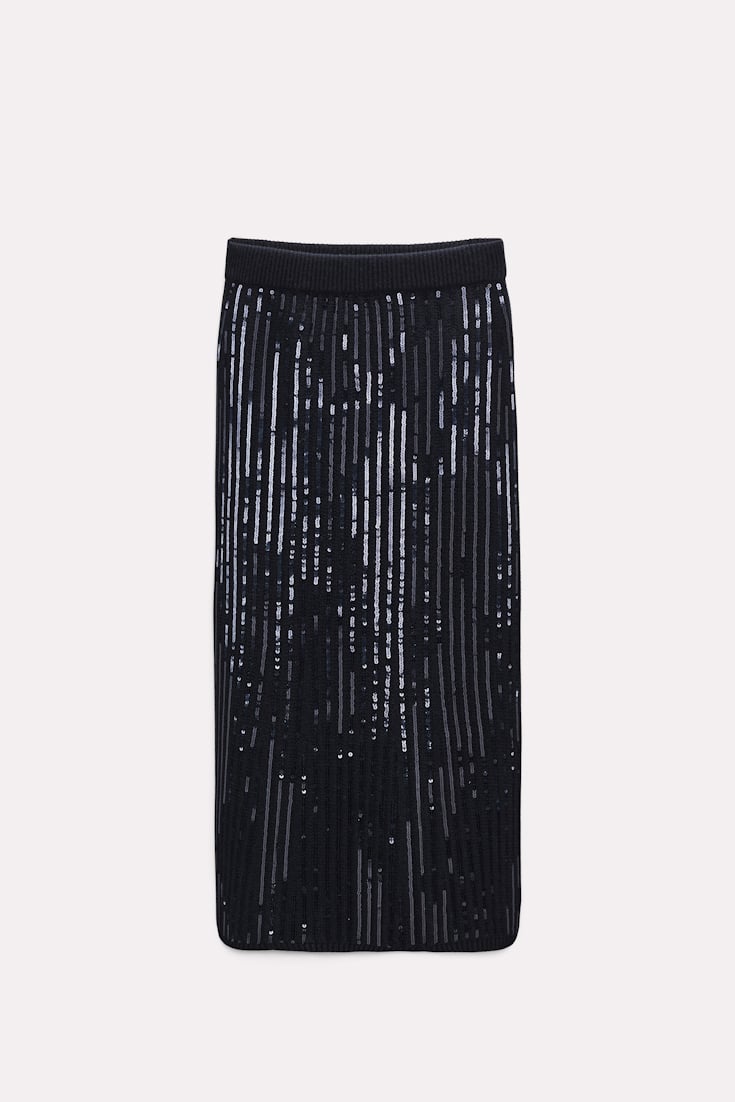 Dorothee Schumacher Midi skirt with sequins pure black