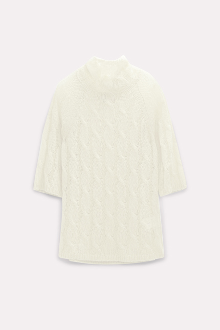SHEER SOFTNESS Pullover Dorothee Schumacher Transparent turtleneck sweater with cable pattern camellia white