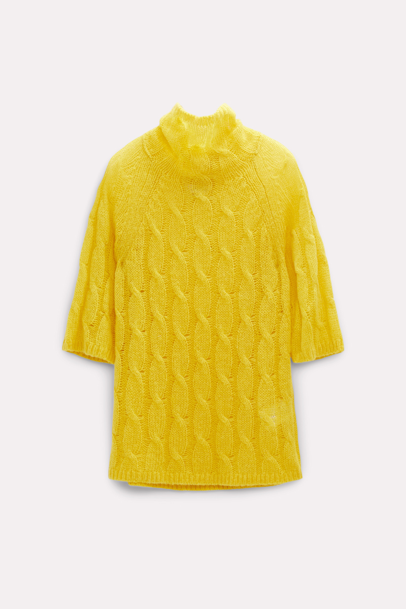 Dorothee Schumacher Turtleneck Sweater With Cable Pattern In Yellow