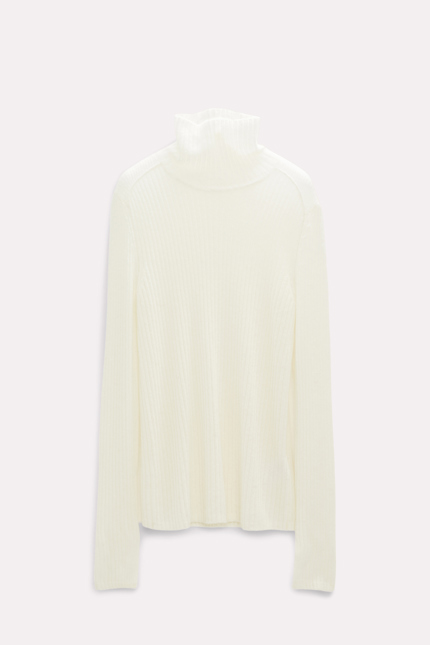 SHEER SOFTNESS pullover Dorothee Schumacher Transparenter Rollkragenpullover mit Slits an den Ärmeln camellia white