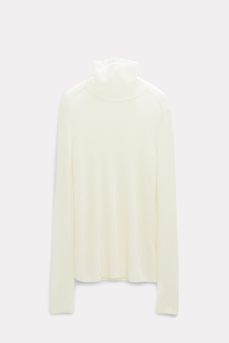 Dorothee Schumacher Semi-sheer Turtleneck Sweater With Slits In White