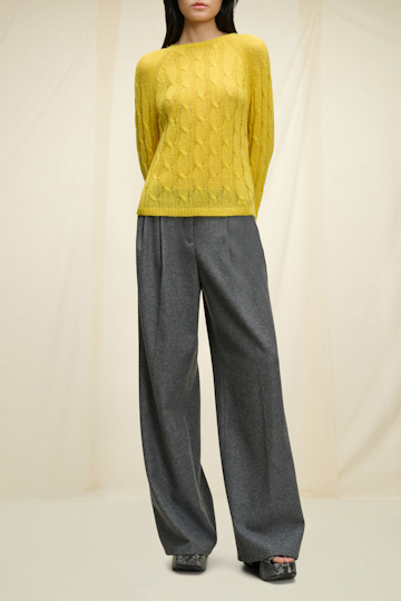 Dorothee Schumacher Transparent turtleneck sweater with cable pattern sun kissed yellow