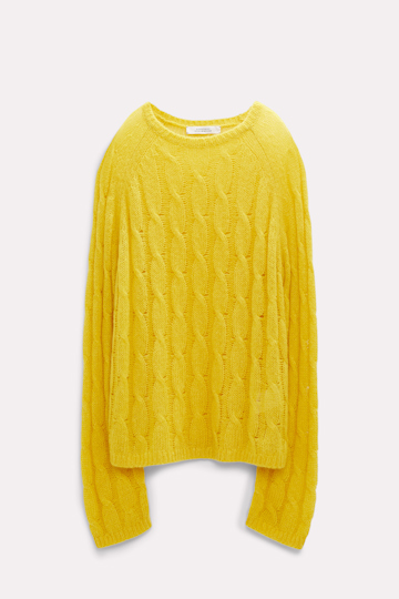 Dorothee Schumacher Transparent turtleneck sweater with cable pattern sun kissed yellow