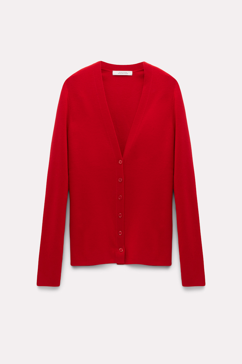 Dorothee Schumacher Rib Knit Cardigan With A V-neckline In Red