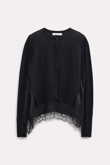 Dorothee Schumacher Cardigan with satin and lace pure black