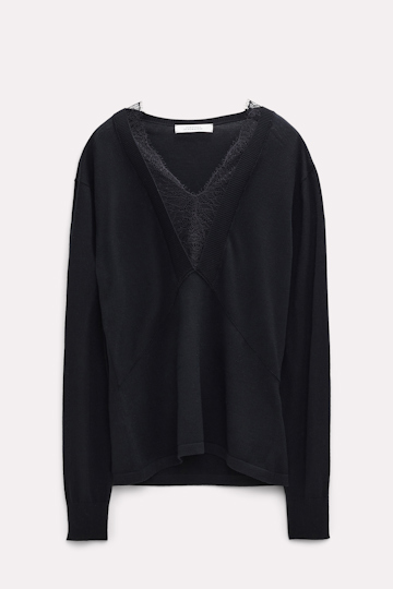 Dorothee Schumacher Sweater with lace details pure black