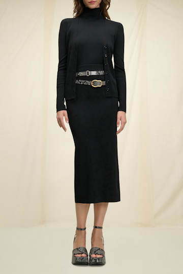 Dorothee Schumacher Midi skirt with a button placket pure black