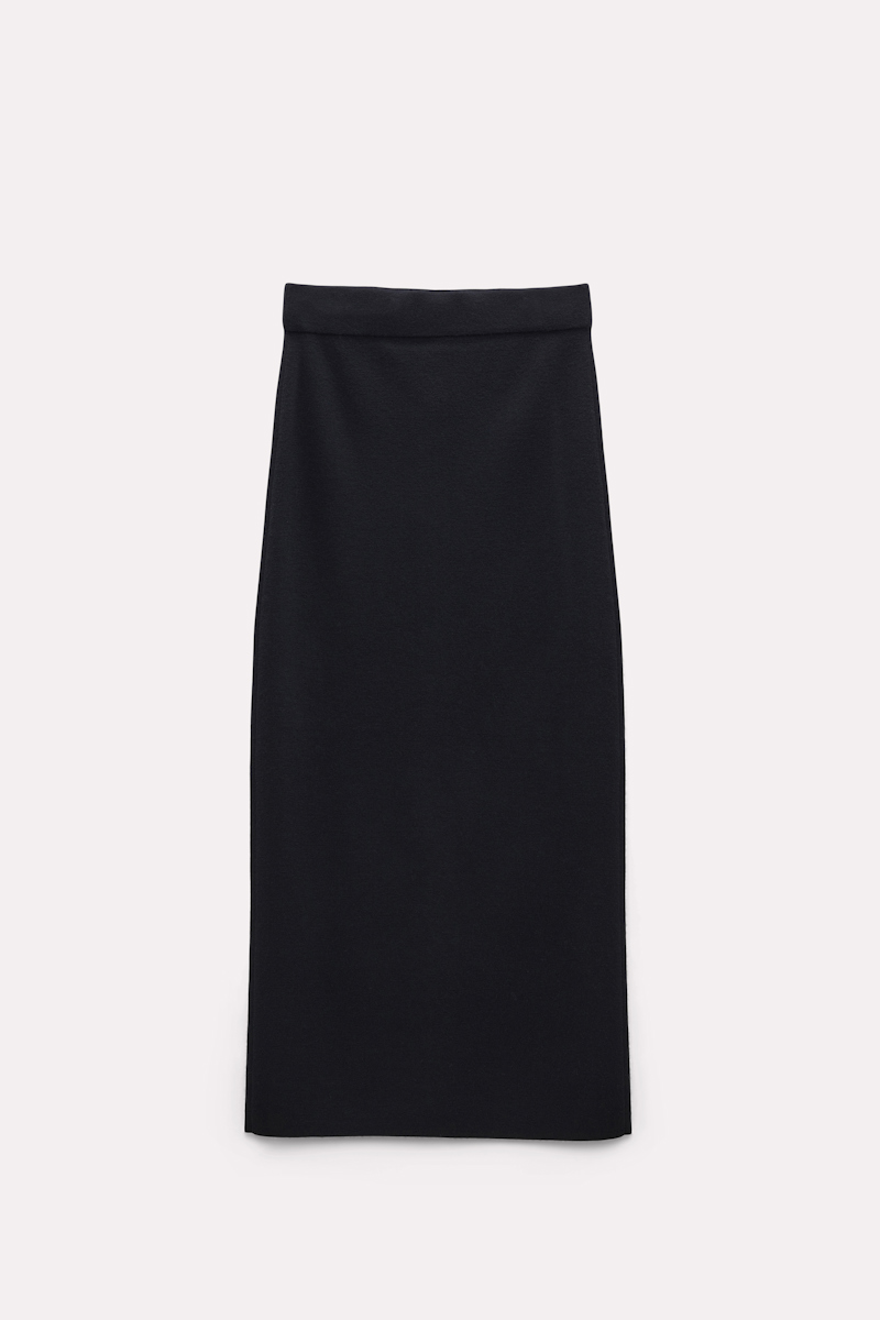Shop Dorothee Schumacher Midi Skirt With A Button Placket In Black
