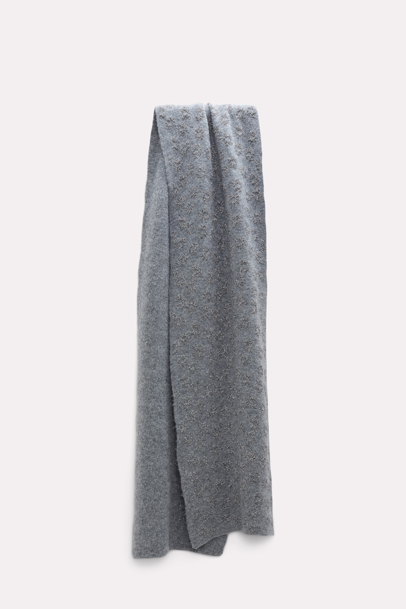 Shop Dorothee Schumacher Scarf With Floral Details In Grey