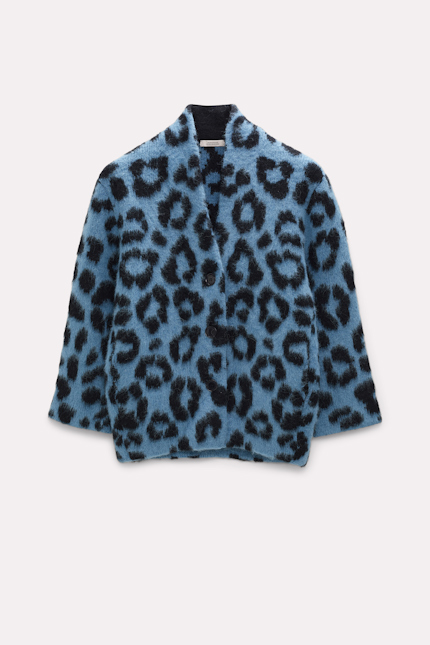 STRIKING LEOPARD coat Dorothee Schumacher Cardigan with a leopard print pattern blue black mix
