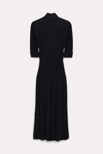 Dorothee Schumacher Midi dress in knit plissé fabric pure black