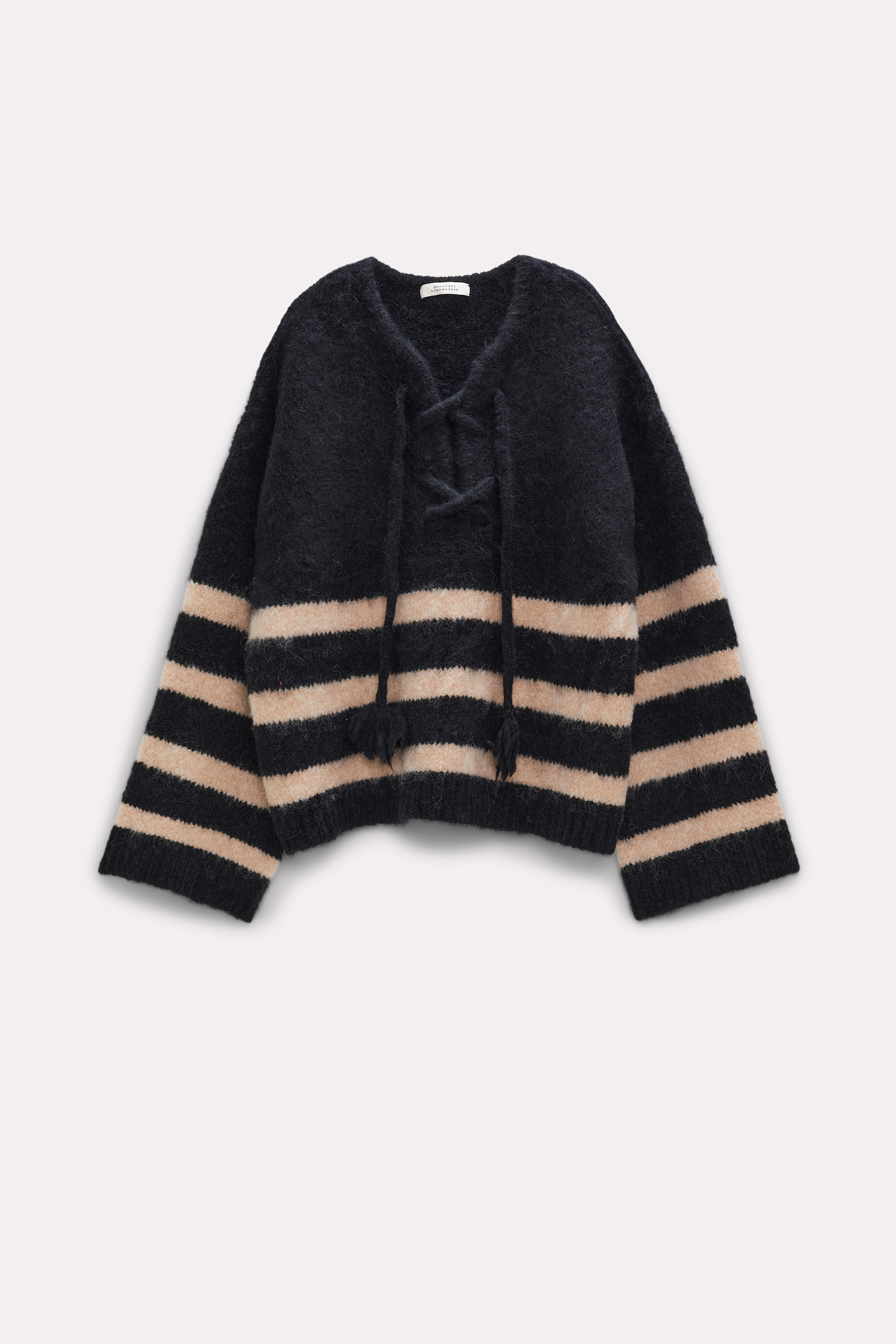 Dorothee Schumacher Striped sweater with lacing black cream mix