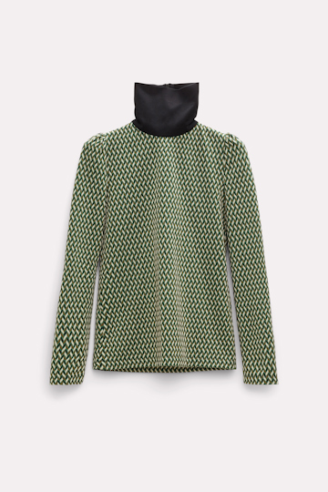 Dorothee Schumacher Long sleeve top with graphic print green stripes