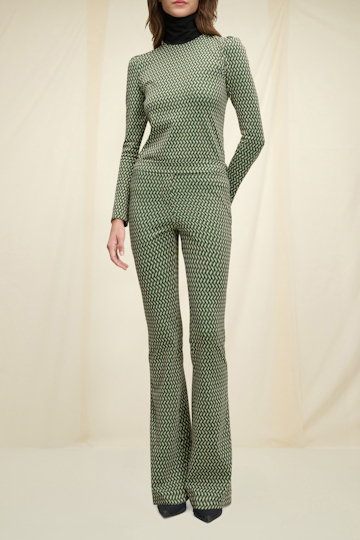 Dorothee Schumacher Bootcut pants with graphic print green stripes