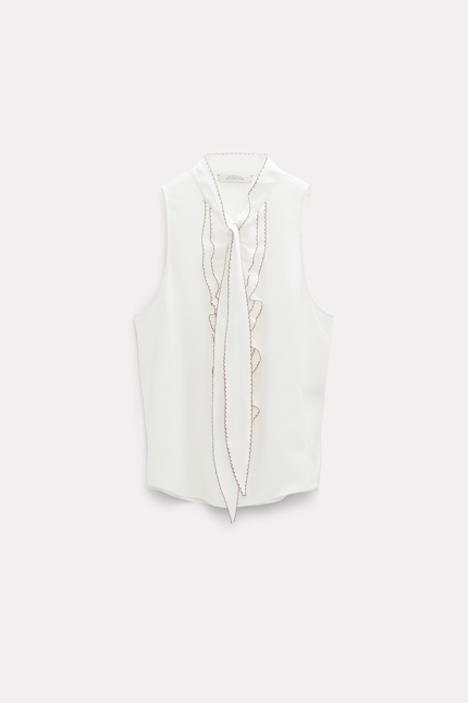 BLOOMING EDGE top Dorothee Schumacher Top with a flounce plastron white red mix