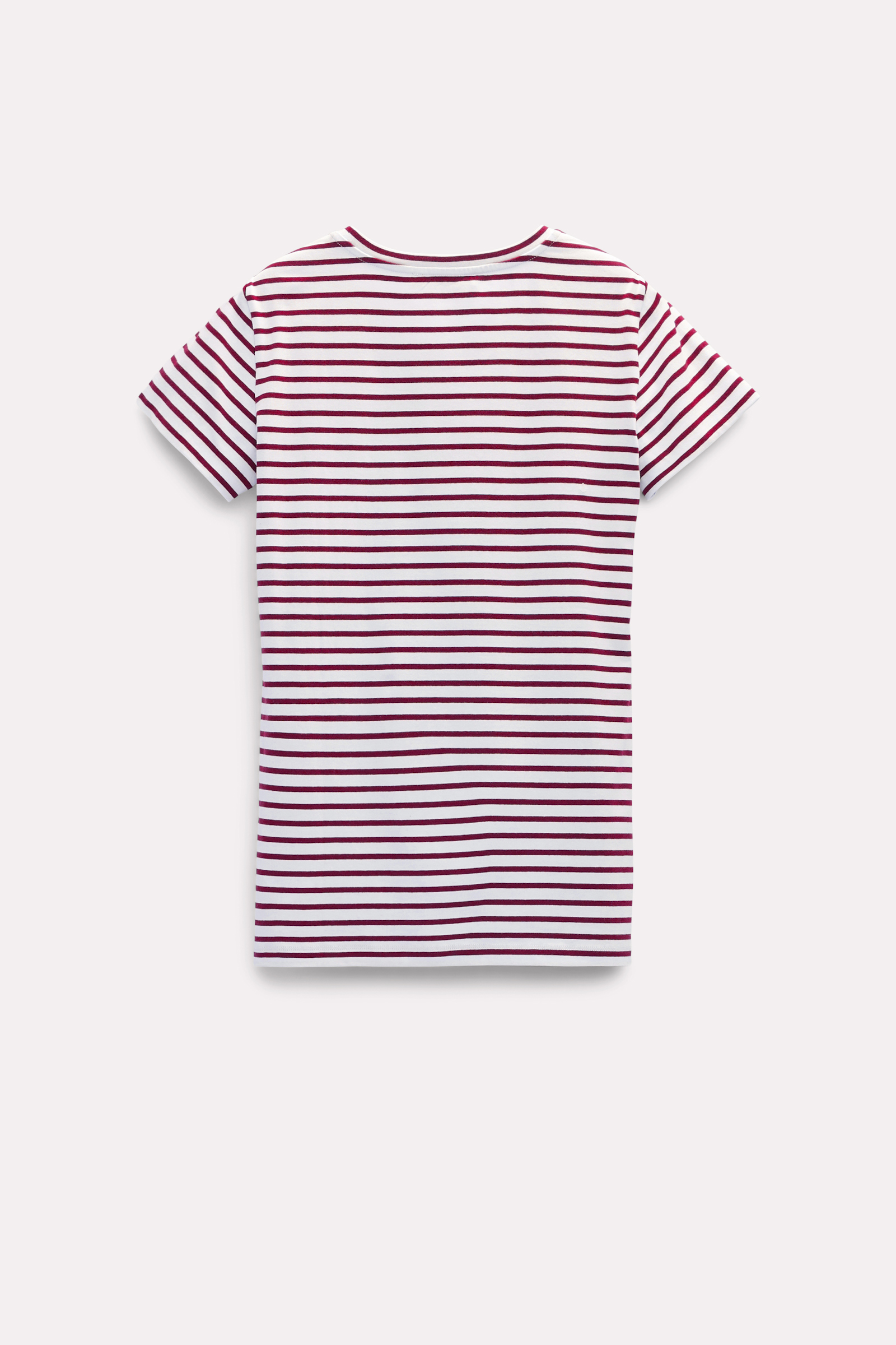 Dorothee Schumacher Striped round neck top with embroidery cream red mix