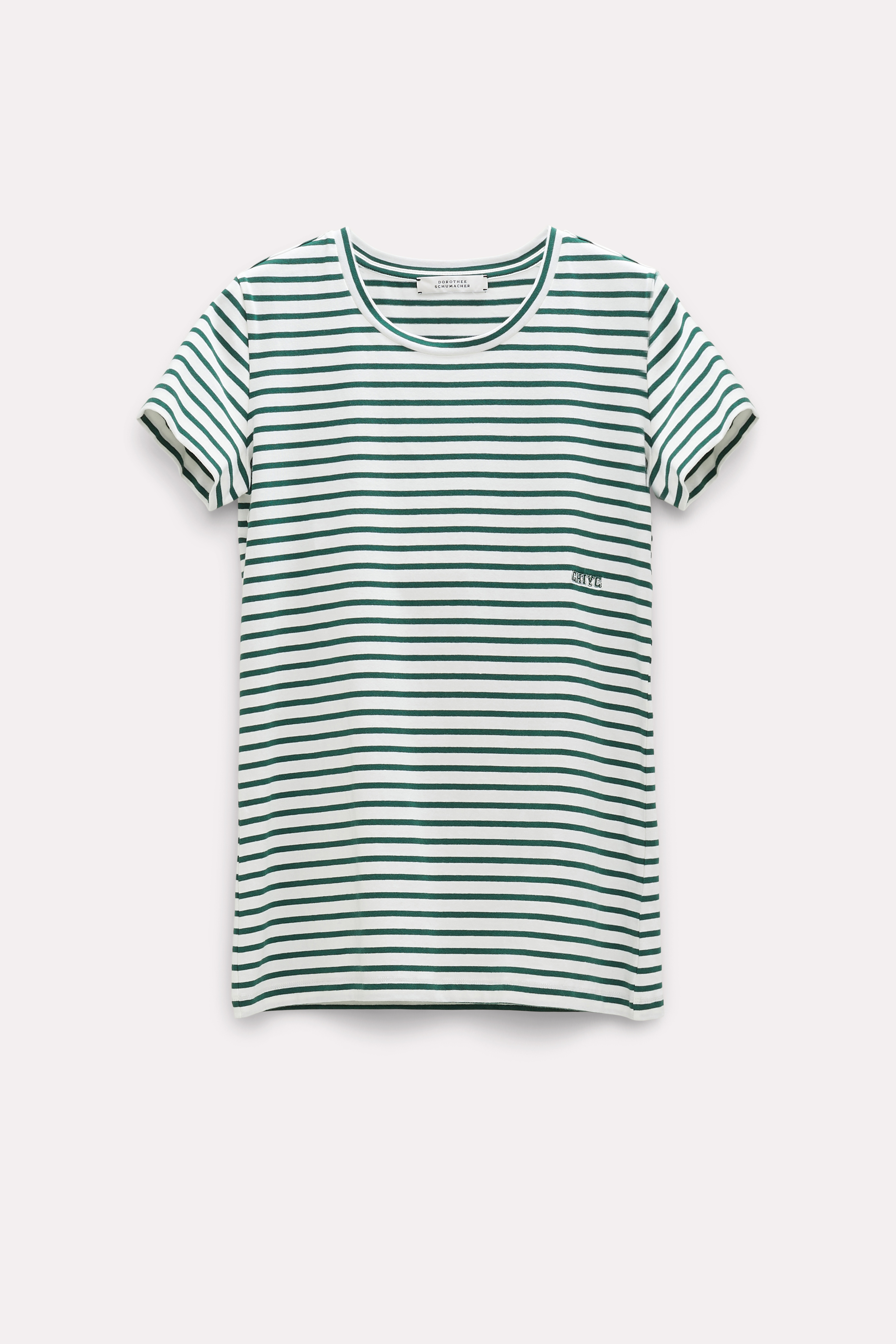 Dorothee Schumacher Gestreiftes T-Shirt mit Stickerei green cream mix