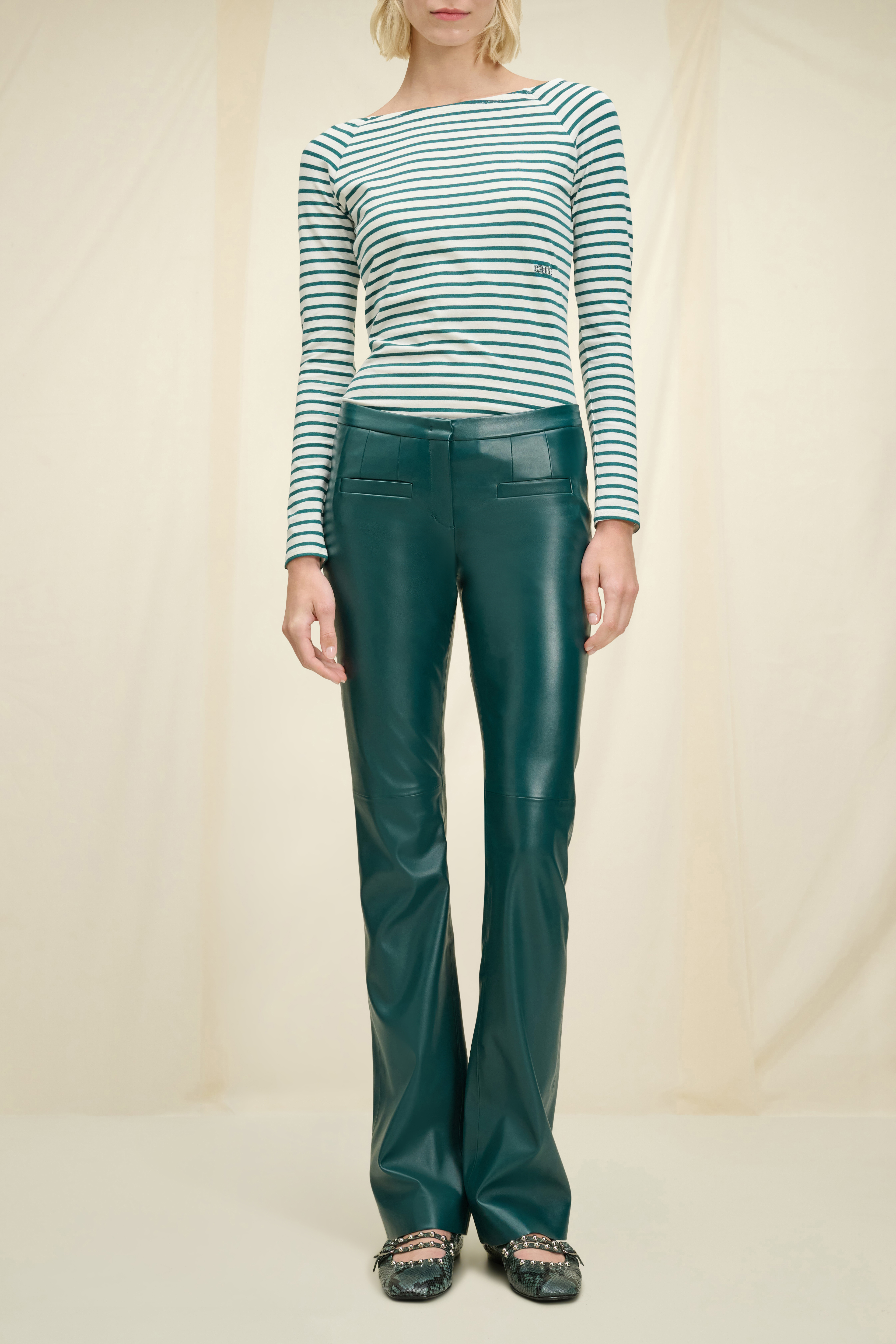 Dorothee Schumacher Embroidered striped top with a bateau