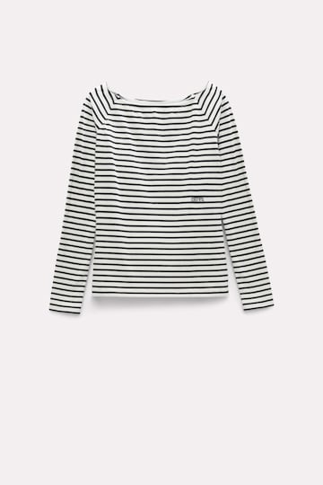 Dorothee Schumacher Embroidered striped top with a bateau neckline black and white