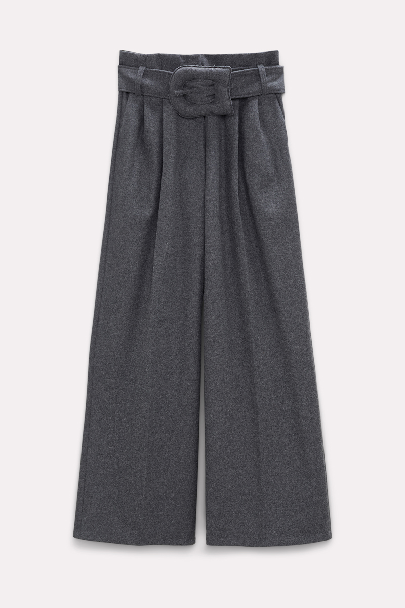 Dorothee Schumacher Pleated Wool Flannel Pants With Belt In Grey