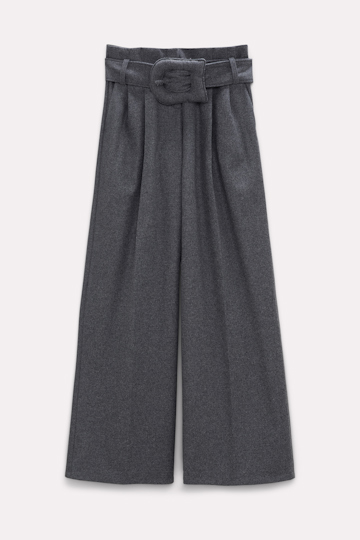 Dorothee Schumacher Pleated wool flannel pants with belt charcoal grey melange