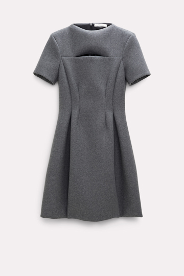 Dorothee Schumacher Kleid aus Woll-Flanell mit Cut-Out charcoal grey melange