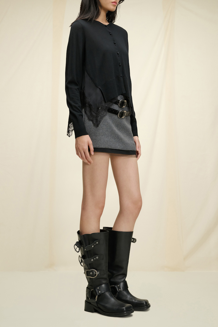 Dorothee Schumacher Wool flannel mini skirt charcoal grey melange