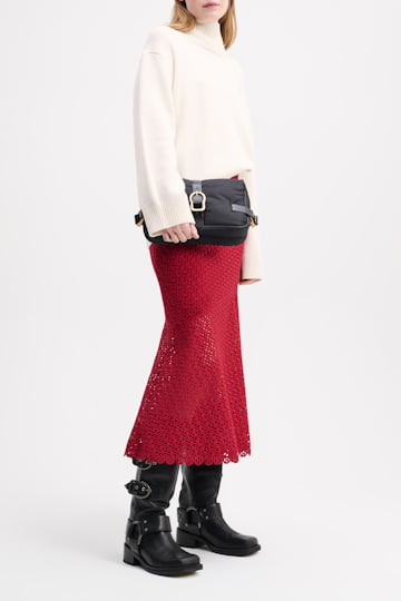 Dorothee Schumacher Macramé lace skirt soft red
