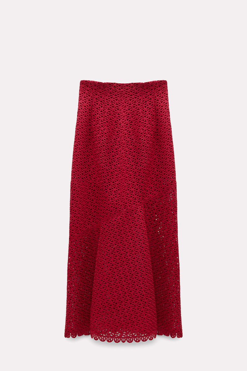 Dorothee Schumacher High-waisted Macramé-lace Skirt In Red