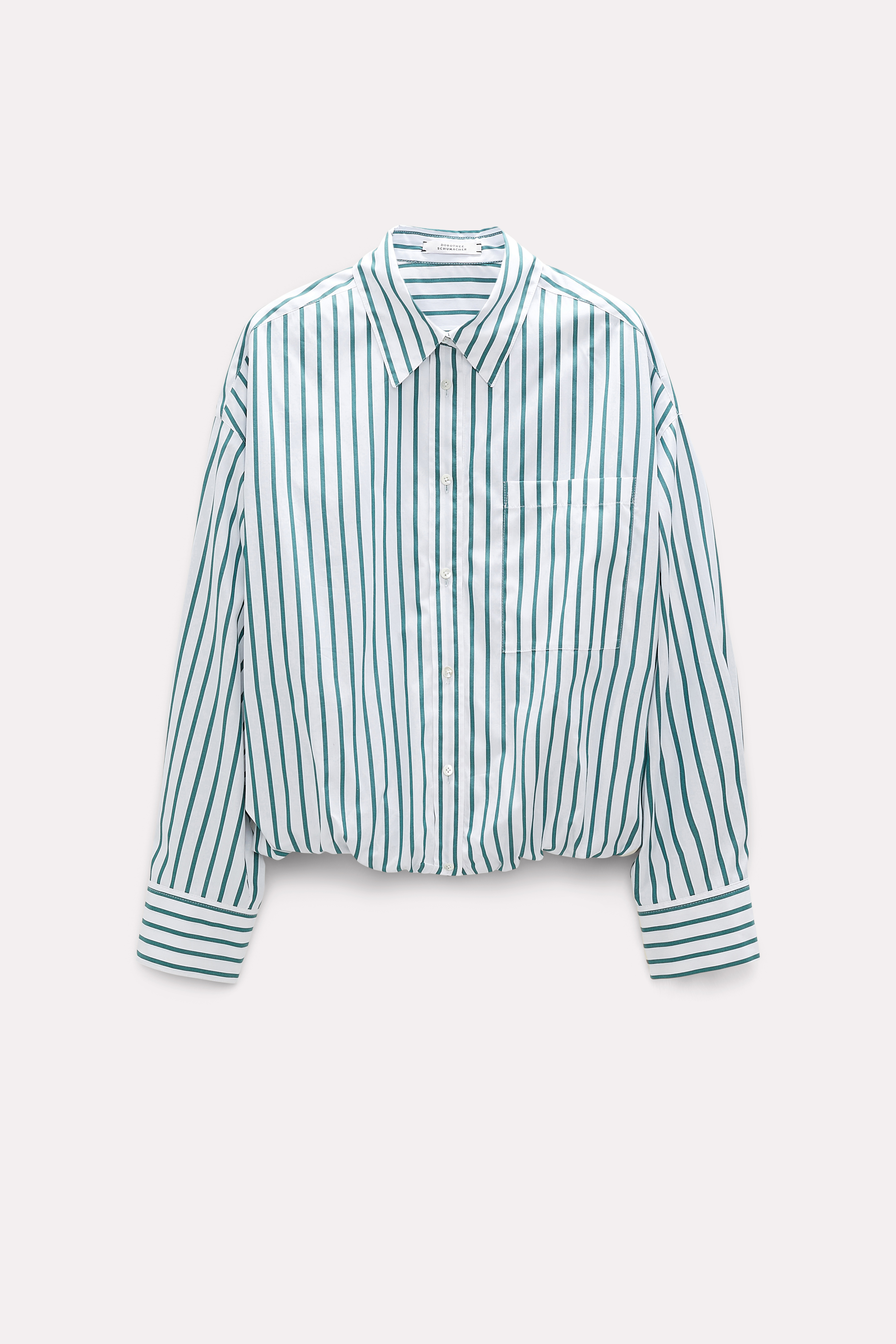 Dorothee Schumacher Striped poplin cropped blouse green and white mix