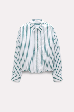 Dorothee Schumacher Striped poplin cropped blouse green and white mix