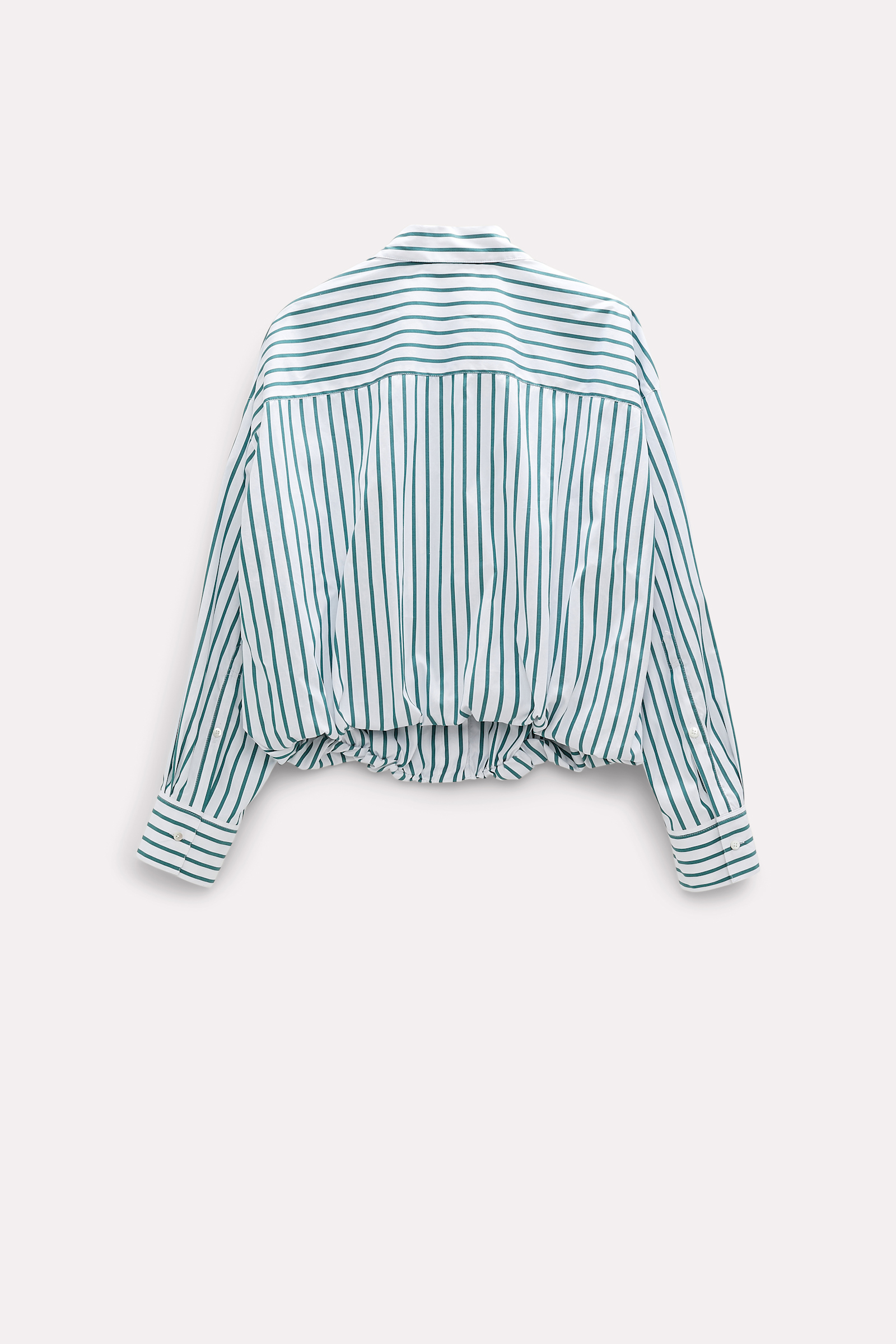 Dorothee Schumacher Striped poplin cropped blouse green and white mix
