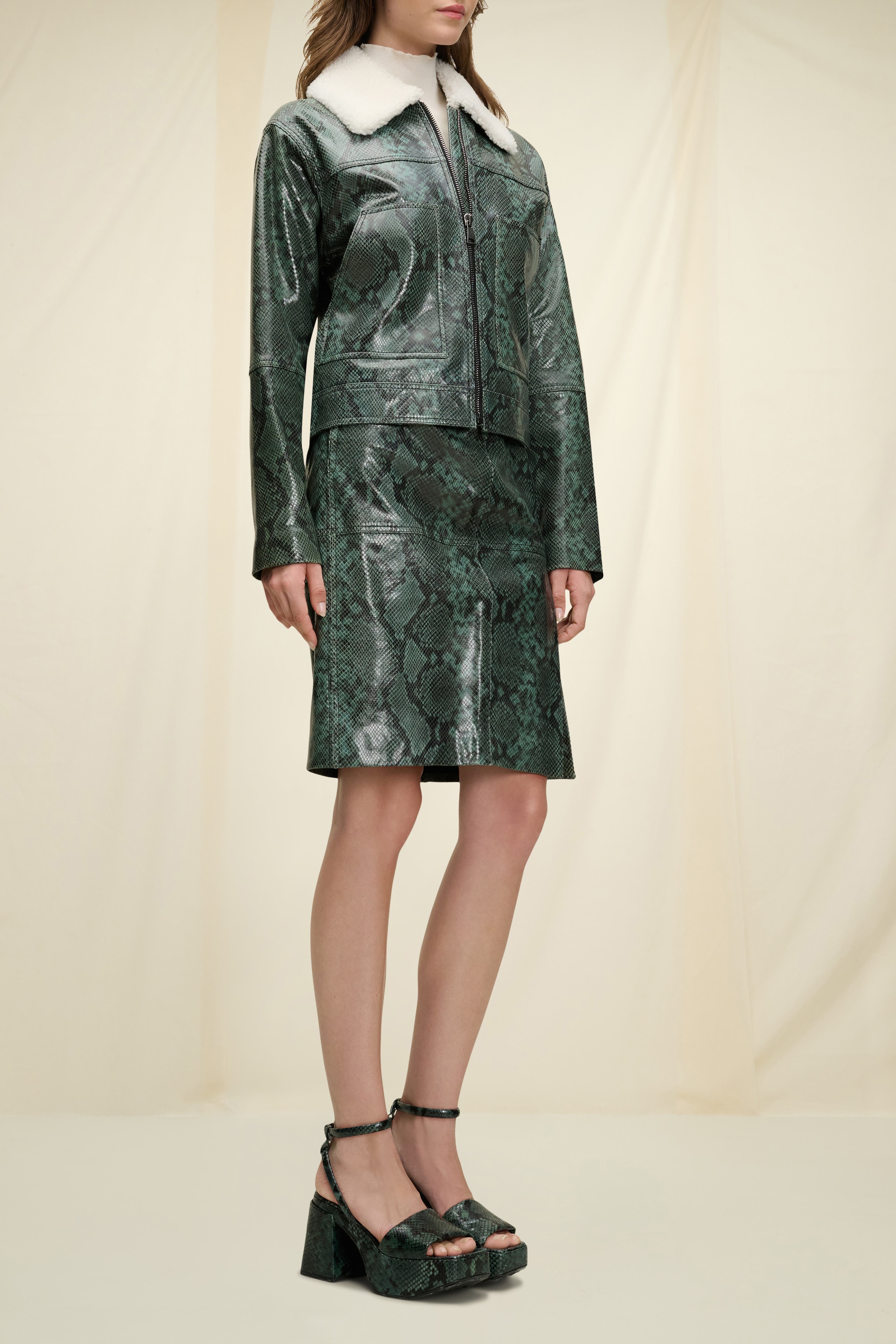 Dorothee Schumacher Leather skirt in python print