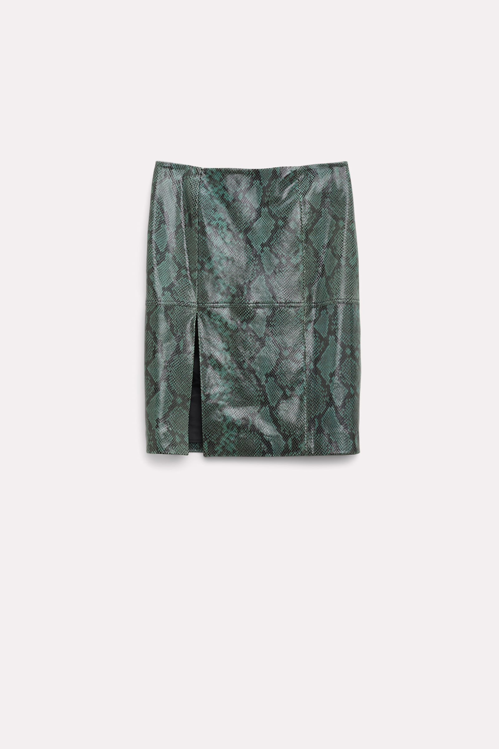 Dorothee Schumacher Leather skirt in python print leather green snake mix