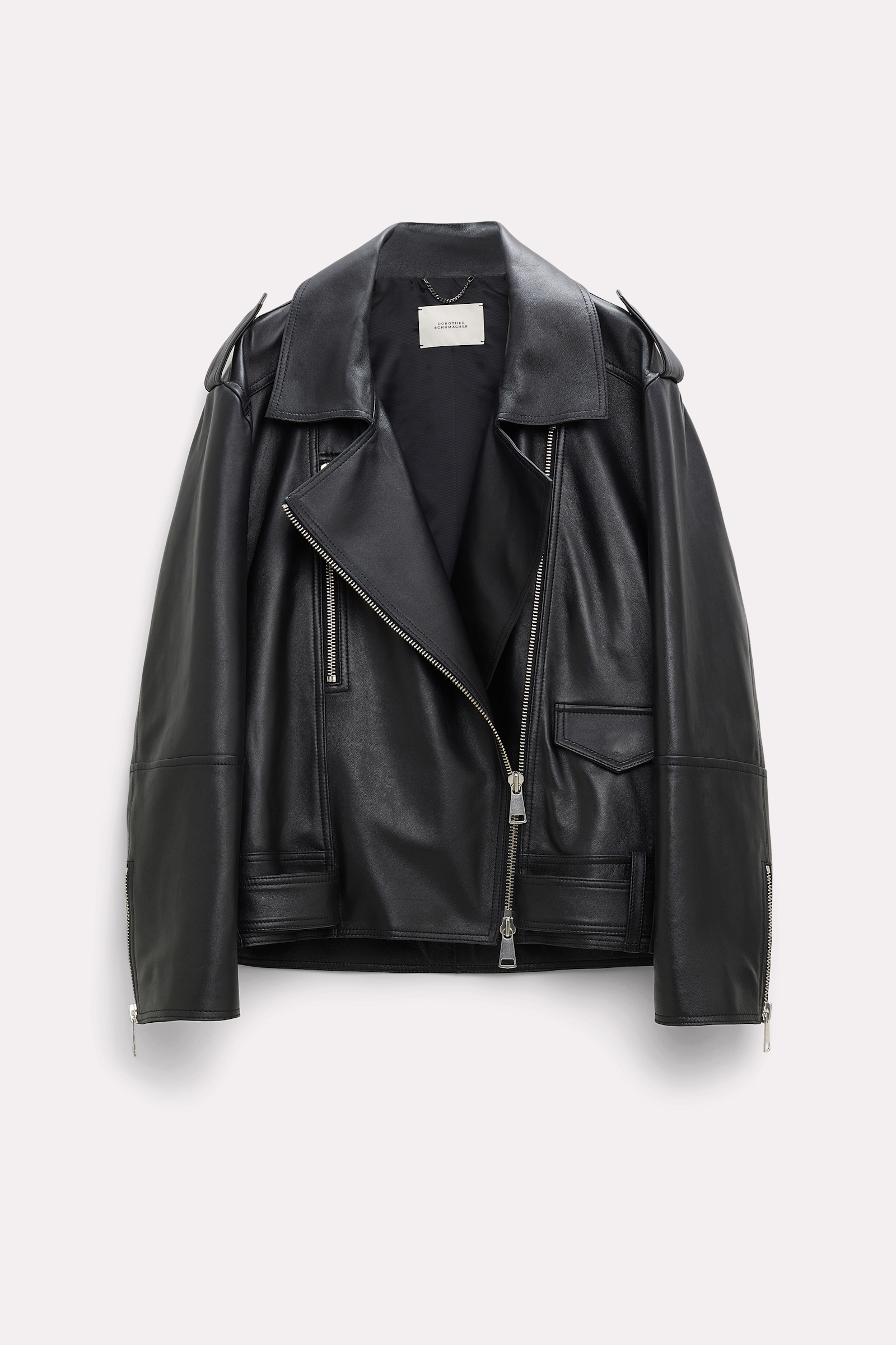 Dorothee Schumacher Biker jacket made of nappa leather charcoal grey