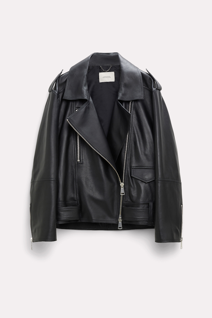 Dorothee Schumacher Biker jacket made of nappa leather charcoal grey