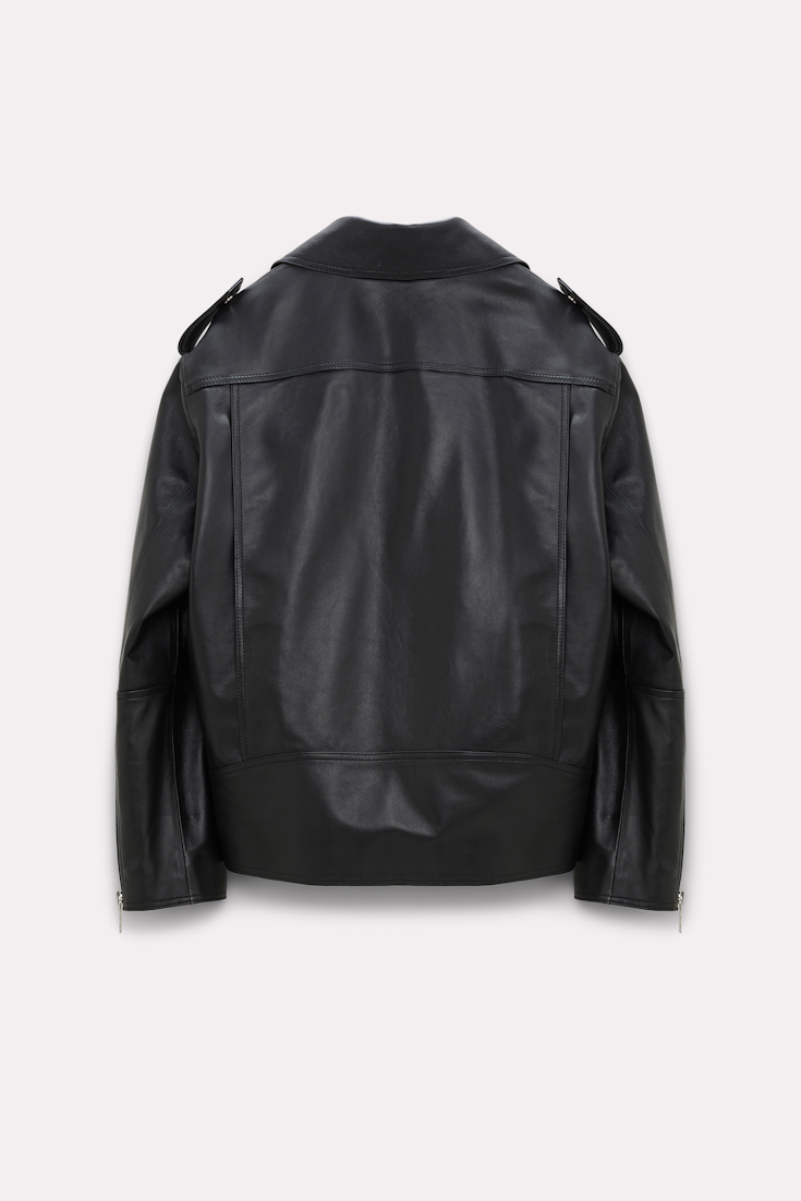 Dorothee Schumacher Biker jacket made of nappa leather charcoal grey