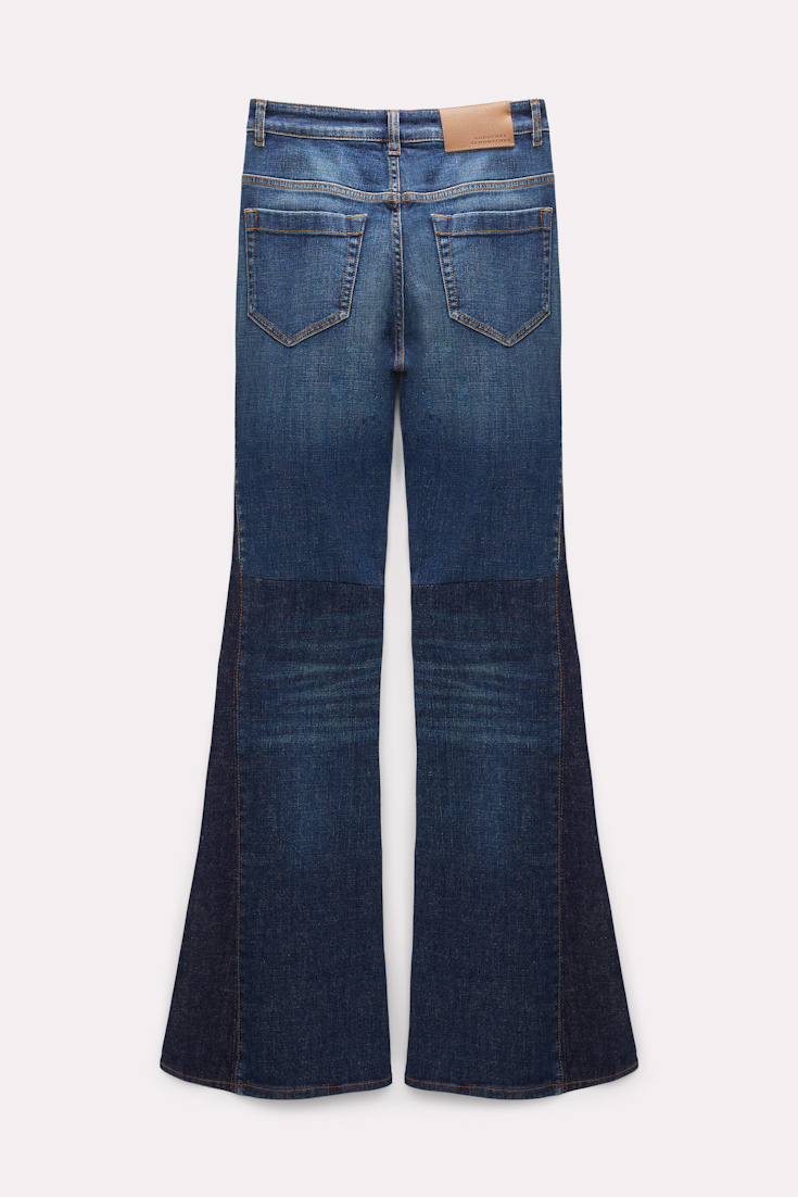 Dorothee Schumacher Flared jeans with patches dusty blue