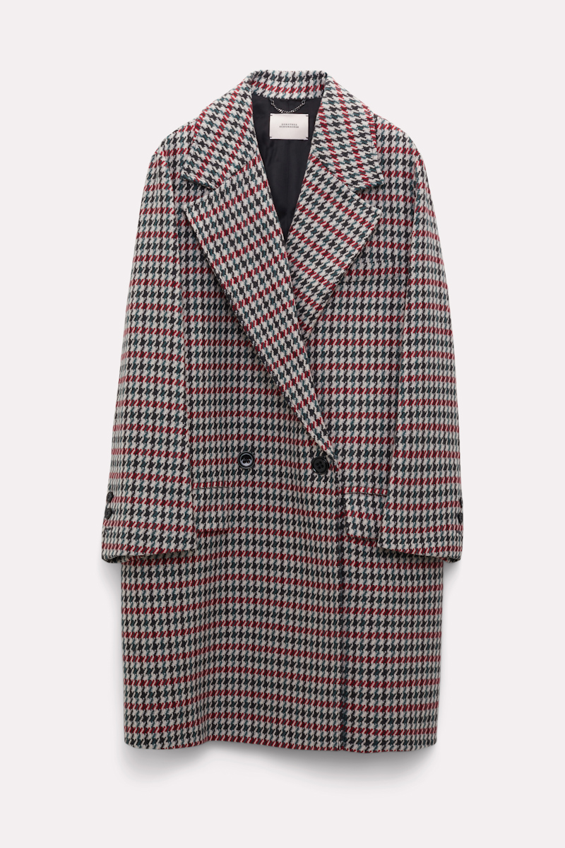 Shop Dorothee Schumacher Coat With A Houndstooth Pattern In Multi Colour