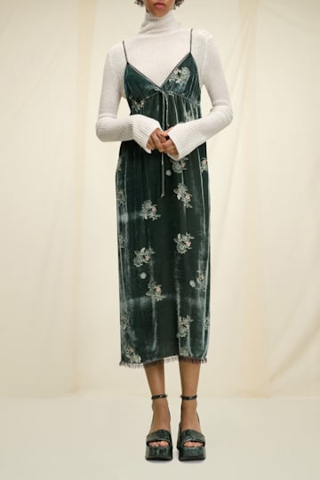 Dorothee Schumacher Slip Dress aus Samt green rose mix