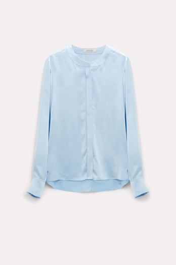 Dorothee Schumacher Silk blouse with round neckline softened blue
