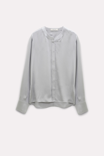 Dorothee Schumacher Silk blouse with round neckline silver grey