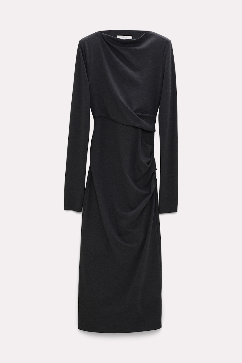 Shop Dorothee Schumacher Punto Milano Dress In Grey