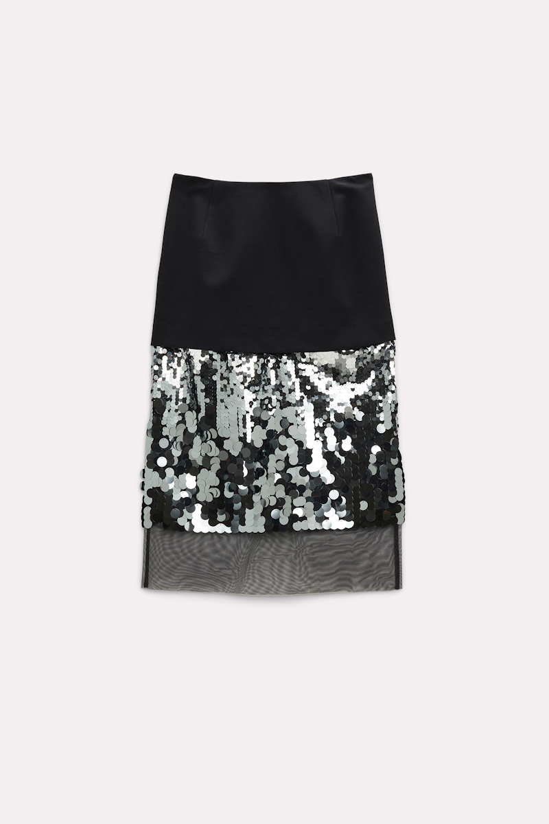 Shop Dorothee Schumacher Punto Milano Skirt With Sequins And Tulle In Black