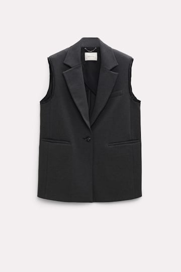Dorothee Schumacher Punto Milano waistcoat with Satin detail dark charcoal grey