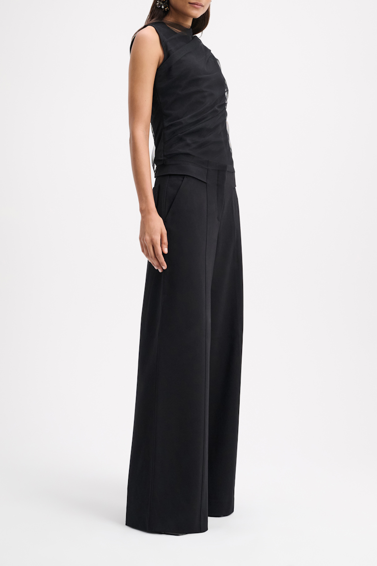 Dorothee Schumacher PUNTO MILANO SHELL WITH TULLE TOP pure black