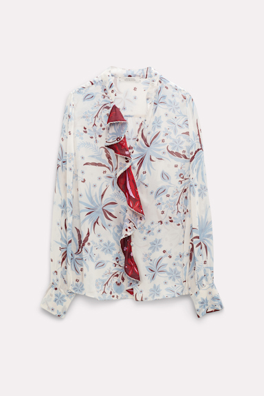 Dorothee Schumacher Printed viscose patch blouse with flounces colorful mix