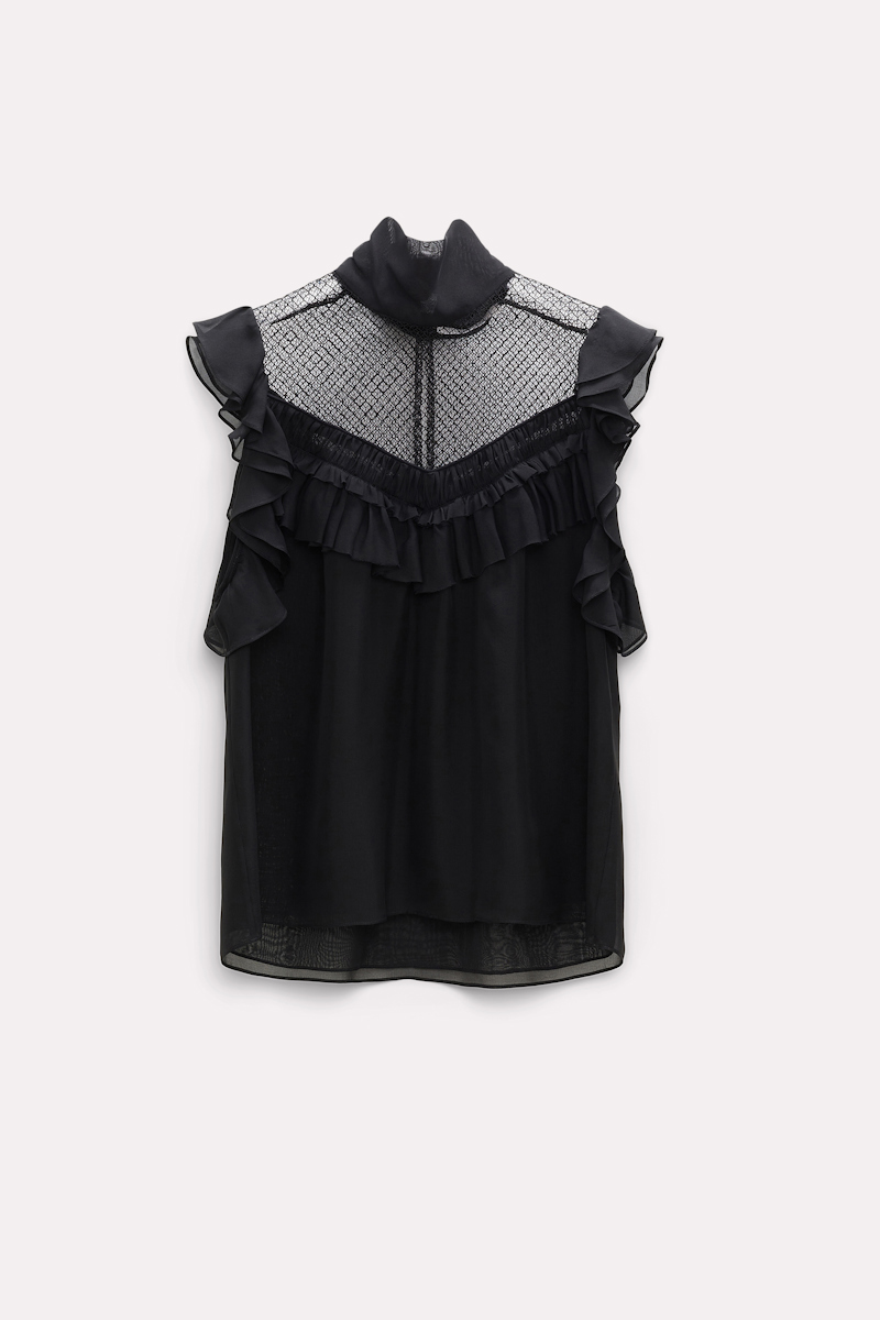 Shop Dorothee Schumacher Blouse With Ruffles In Black